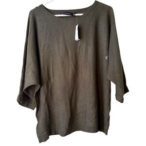 NWT New York & Company XL Olive Knit Top Romantic Soft Girl Woodland Cottagecore
